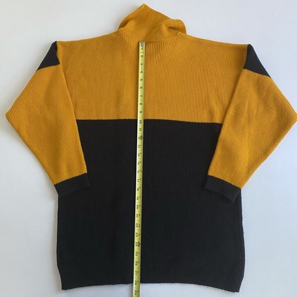 Vintage Sweater Yellow Black Color Block Size Medium - Picture 10 of 11